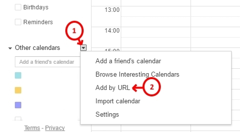 google calendar adding info, step 1