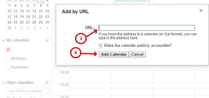 google calendar adding info, step 2